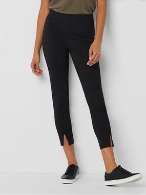 STYLUS Black Cropped Skinny Ankle Pants with Front Slits (3)